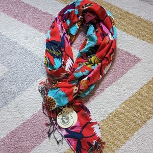 NWT Spartina 449 Red Floral Scarf